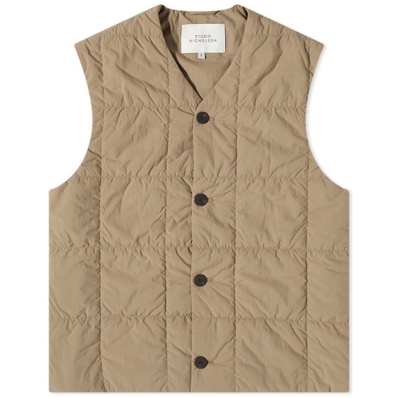 Studio Nicholson Men's Idaho Ecodown Vest in Dark Stone Size Medium - Picture 1 of 14